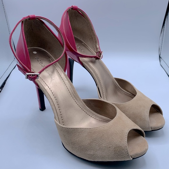 BCBG GENERATION , Pink & Tan 5” high heels, peep toe. Size 9.5 - Picture 6 of 10